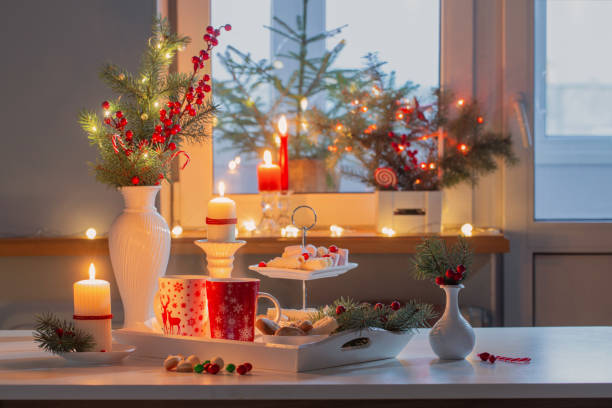 istock christmas decor and red cups with hot drink on kitchen 1442264811