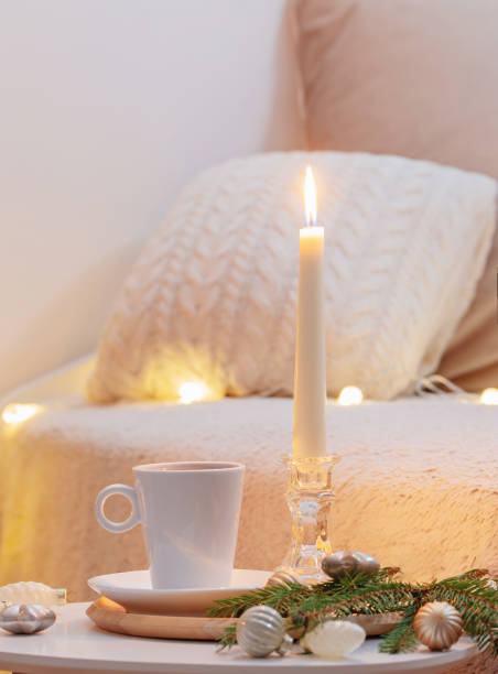 istock cup of tea on table with white decorations in white interior 1442264814