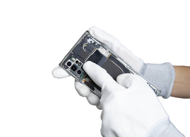 istock Image of a smartphone removed from the back, smartphone repair 1442265708