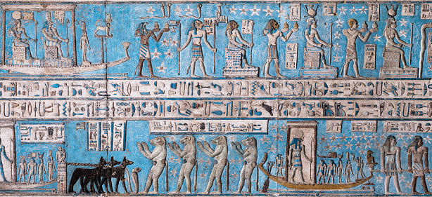 The decorated ceiling of  Dendera Temple . Qena .Egypt .