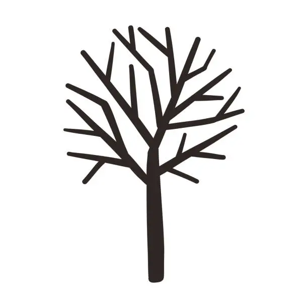 Vector illustration of Withered or dead tree. Hand drawn winter illustration