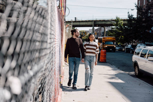 istock Young couple walking in Bushwick in Brooklyn 1442270081