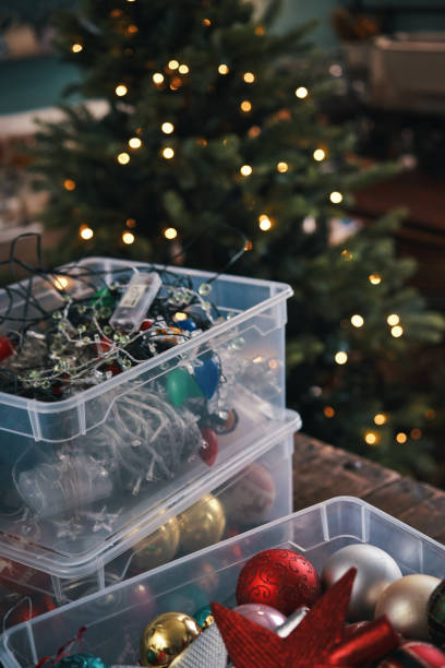 istock Decorating Christmas Tree with Ornaments and Christmas Lights 1442270719