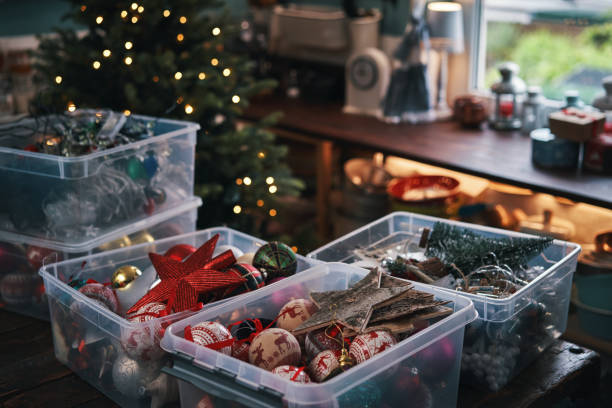 istock Decorating Christmas Tree with Ornaments and Christmas Lights 1442270724