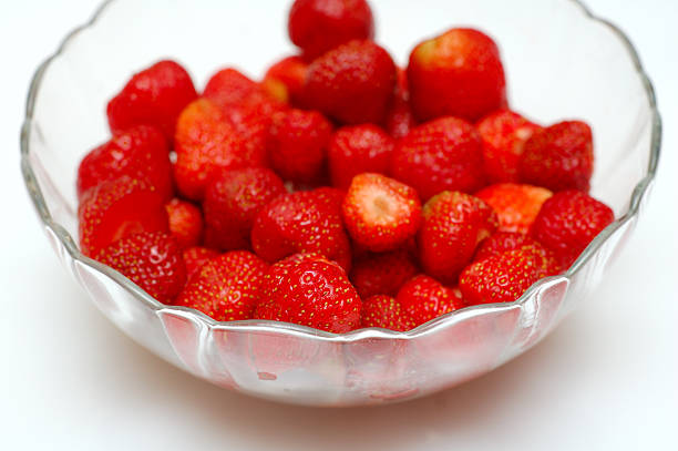 Bowl of strawberries stock photo