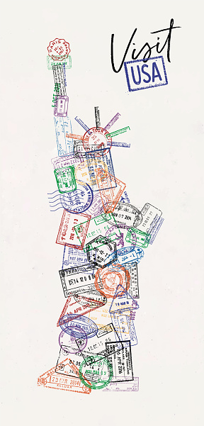 Passport stamp statue of liberty poster
