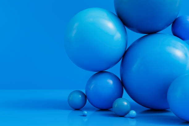 istock Blue 3D Geometric Spheres On Blue Background. 1442273098