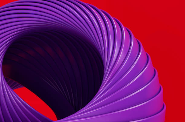istock Purple Organic Flowing Shape on Red Background 1442273130