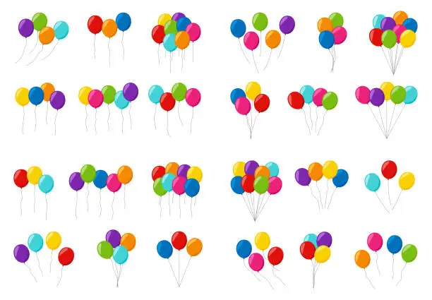 Vector illustration of Set of colorful helium balloons