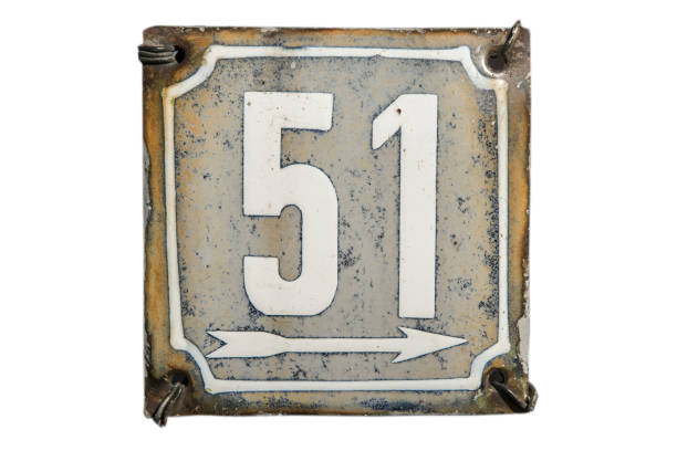 istock Weathered enameled plate number 51 1442275738