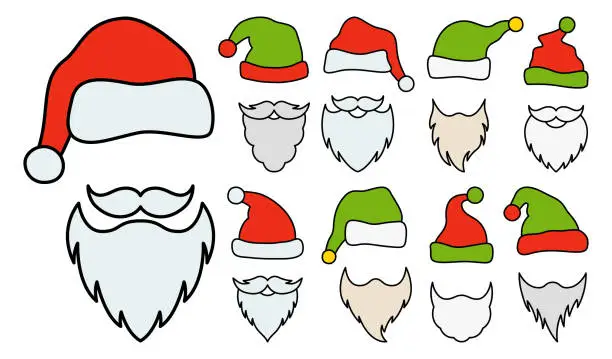 Vector illustration of Beard with christmas hat on white background