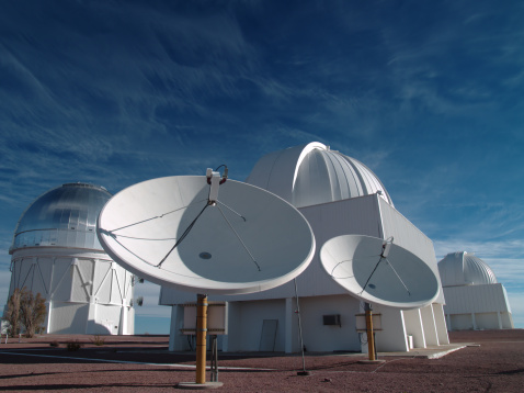 Globe and satellite of a weather research station in Madeira, Portugal. Pico do Arieiro