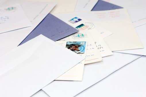 Multi colored envelopes background