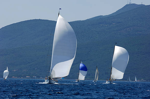 istock Sailing yacht in the wind 144227952