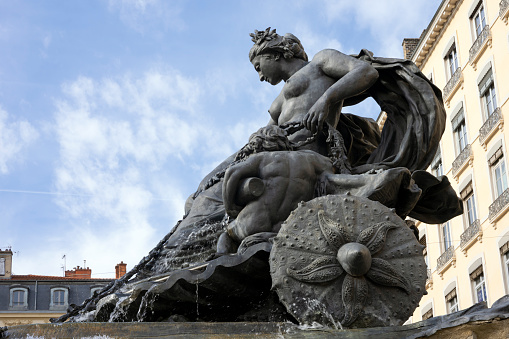 part of famous Fontaine des Terreaux in Lyon, France