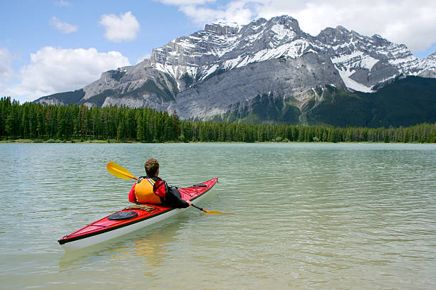 Kayaking in Banff stock photo
