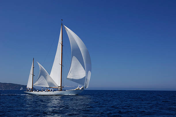 istock Sailing yacht in the wind 144228183
