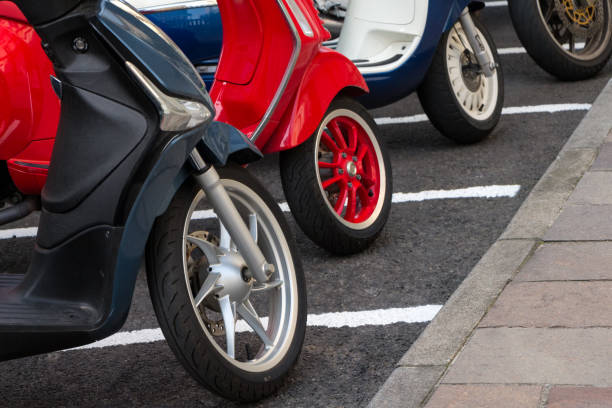 istock Motorcycles parked on street 1442281891