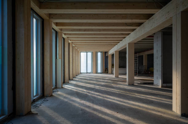 istock construction site of a Timber-concrete composite office building 1442283544