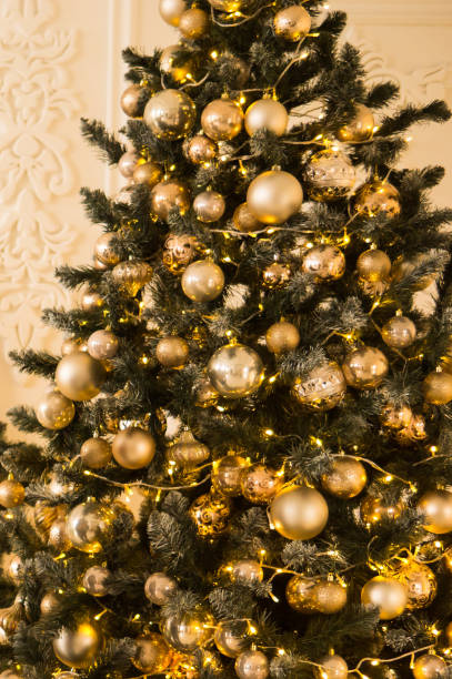 istock Christmas tree, fireplace, gifts, garlands, Christmas lights. 1442283654