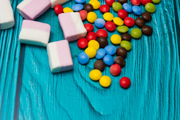 istock Pink marshmallows and colorful candies 1442285501