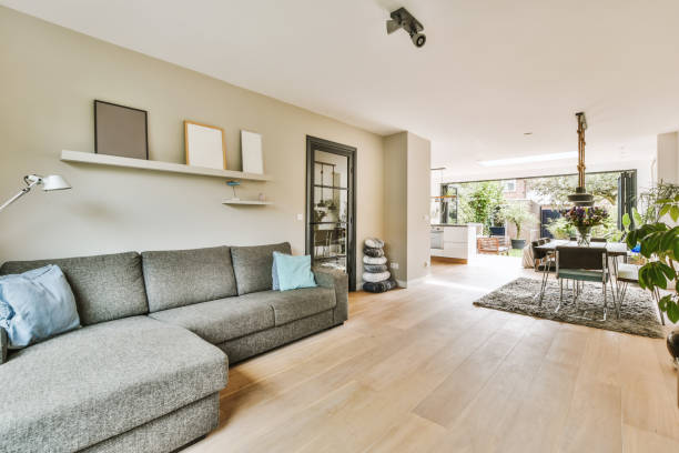 istock a living room with a couch and a dining room 1442287334