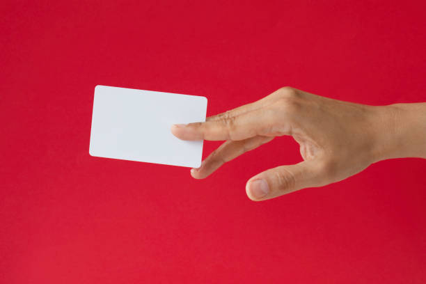 istock Woman Holding Blank Card 1442289221