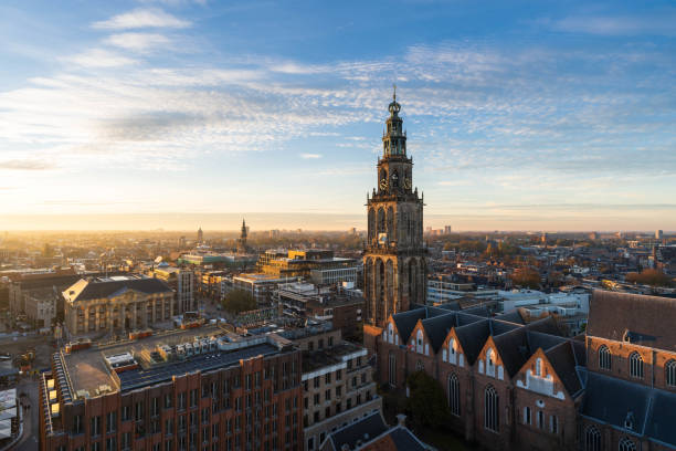 Groningen and Martini tower stock photo