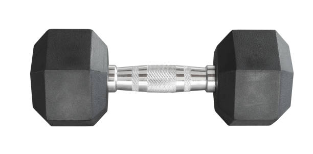 Short one hand dumbbell gym weight bar for training isolated on white background