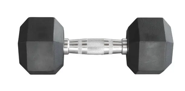 Photo of Short one hand dumbbell gym weight bar for training isolated on white background