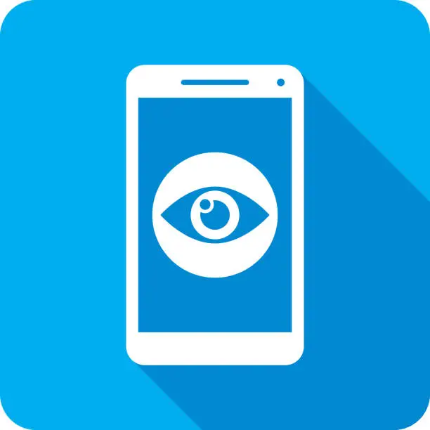 Vector illustration of Eyeball Smartphone Icon Silhouette