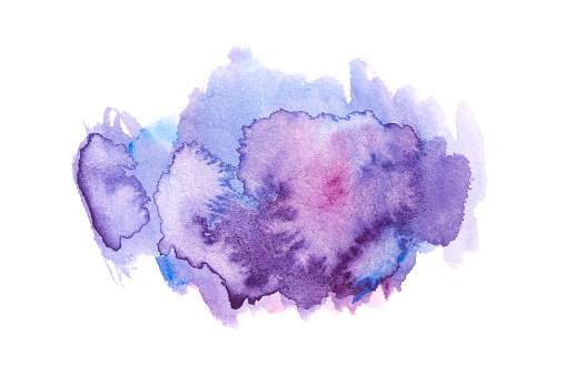 Close-up of purple and blue abstract watercolor trendy art for design project as background for invitation or greeting cards, flyer, poster, presentation