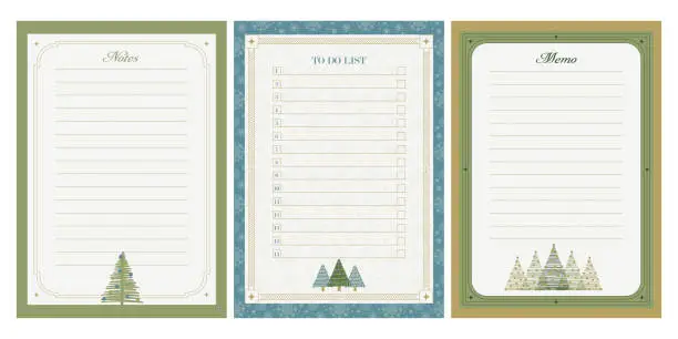 Vector illustration of Christmas Page Border, notes or to do list with Elegant frame. Vector illustration