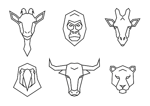 Set of polygon wild animals icons