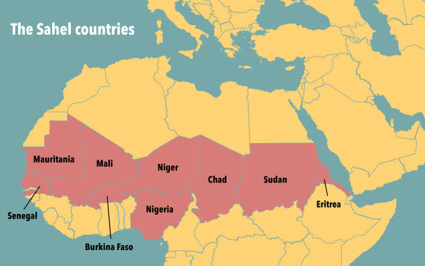 The Sahel countries Countries of the Sahel region in Africa mauritania stock illustrations