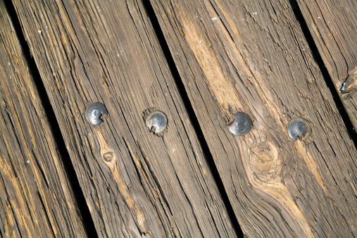 An old boardwalk at the shore