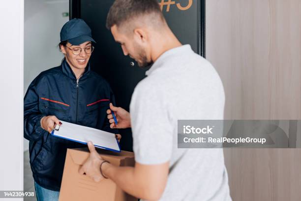 Sign Here And Here Stock Photo - Download Image Now - Delivering, Business, Box - Container