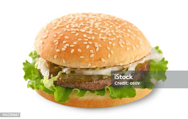 Burger Isoliert Stockfoto und mehr Bilder von Blatt - Pflanzenbestandteile - Blatt - Pflanzenbestandteile, Brotsorte, Brötchen