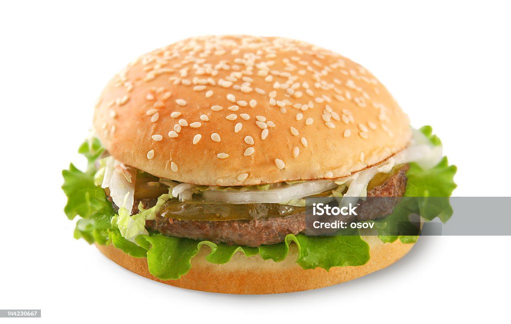 burger (isolated) Beef Stock Photo