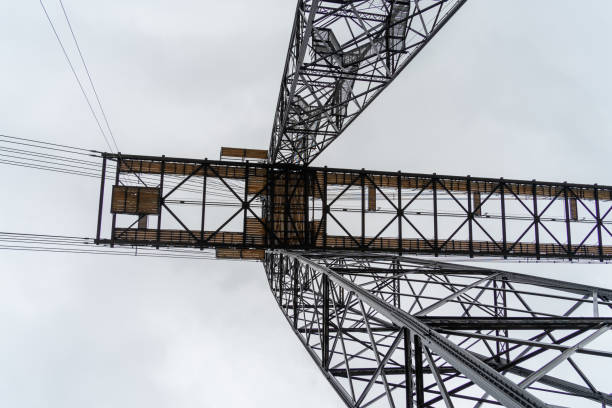 istock Transporter Bridge over the Charente river under a cloudy sky. National monument. Rochefort sur mer. France 1442307018