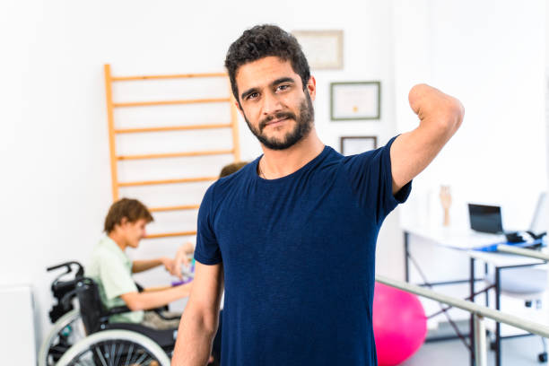 istock Portrait of Man with amputated arm 1442308256