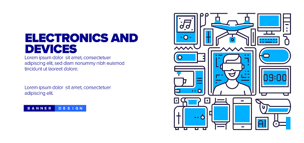 Electronics and Devices Concept for Landing Page, Website Banner design, Online Advertising, Advertising and Marketing Material