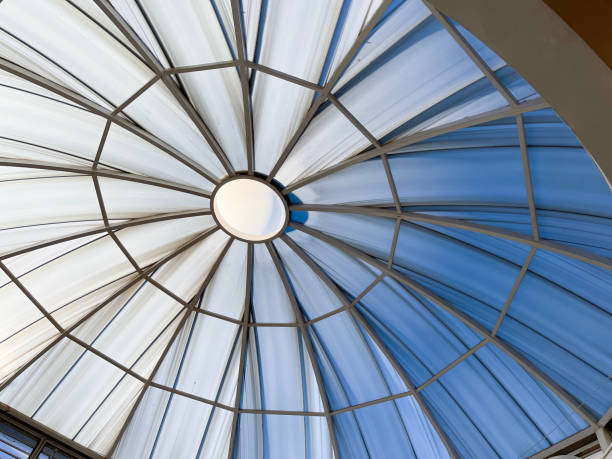 istock a large skylight dome, with radial structure, large rooflight with slashes coming from the center outward, blue and white tones 1442314469