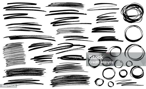 Black Pen Marker Scribble Vectors Stock Illustration - Download Image Now - Scribble, Circle, Felt Tip Pen