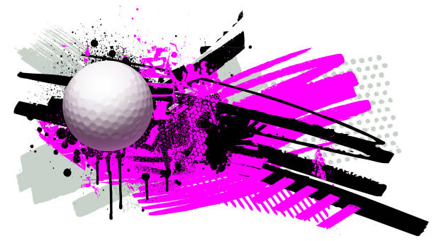 ilustrações, clipart, desenhos animados e ícones de vetor de respingo grunge de bola de golfe feminino rosa - golf women pink ball