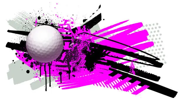 Vector illustration of Pink women's Golf ball grunge splatter vector