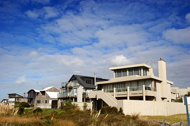 Modern beach homes stock photo