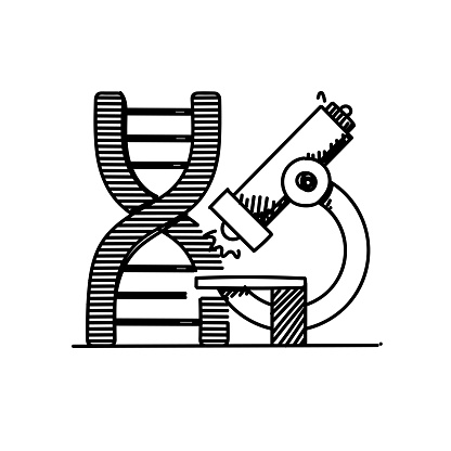 Biology Line icon, Sketch Design, Pixel perfect, Editable stroke. Research, Dna, Genetic, Science, Chemistry.