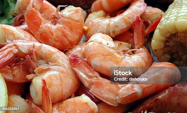 Close Up Of Shrimp Boil With Corn On The Cob Stock Photo - Download Image Now
