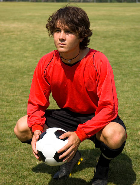 istock Soccer- Football player in Red 144232183